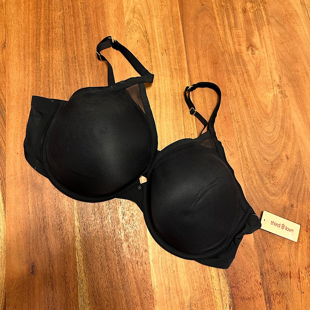 NWT Thirdlove Classic Uplift Plunge Bra // Black / 44c
